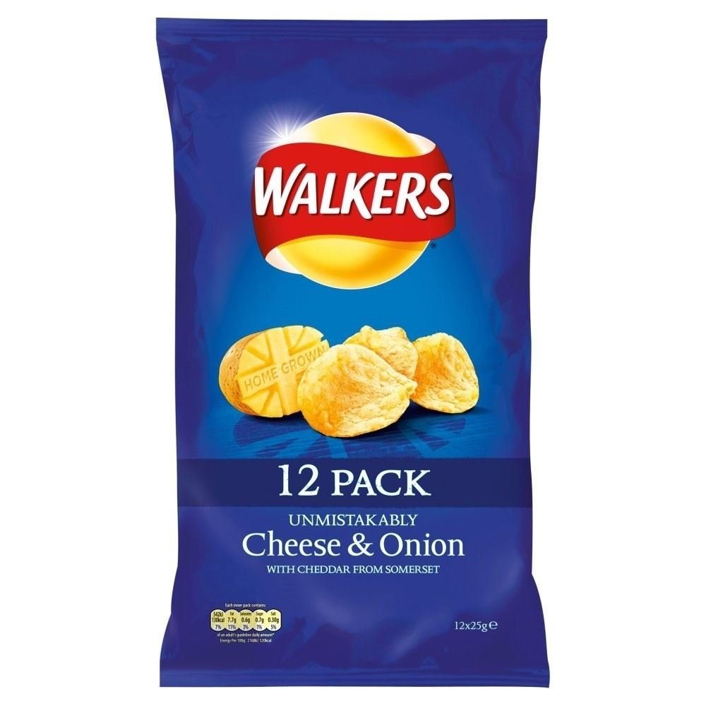 Walkers Crisps - Cheese & Onion (12x25g)