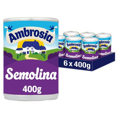 Ambrosia Creamed Semolina, Traditional Recipe, Ready-to-Eat Dessert, 400 g (Pack of 6 Cans)