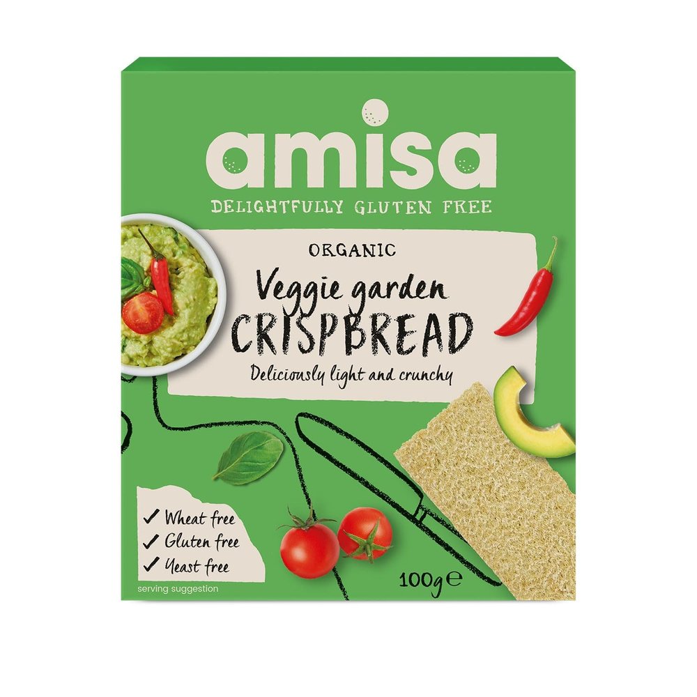 Amisa Organic Gluten Free Veggie Garden Crisp Bread 100g (Pack of 4)