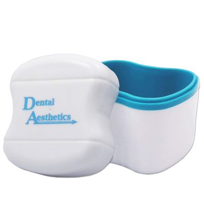 Denture Bath - Storage Container for Soaking Dentures, Retainers & Other Dental Appliances (Blue)