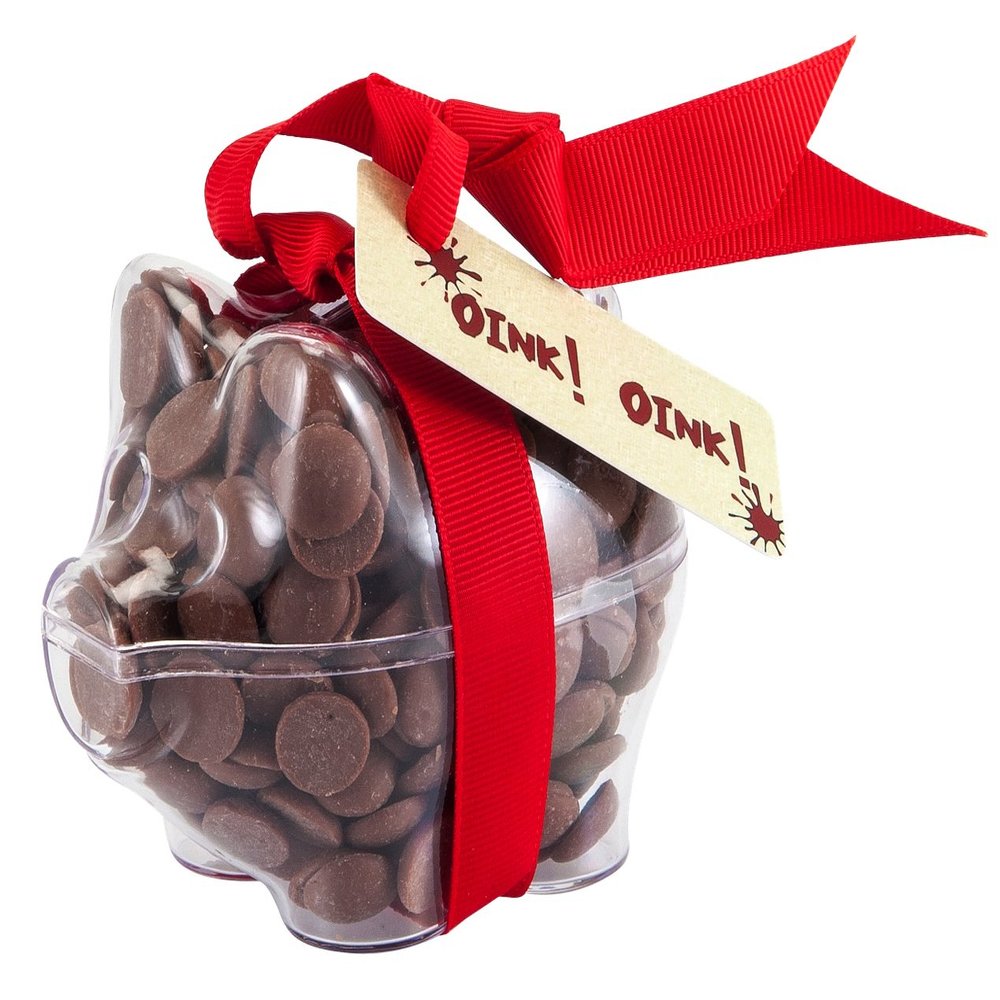 ButtonChocs Chocolate Piglet - Oink Oink. Belgian Milk Chocolate Gift.