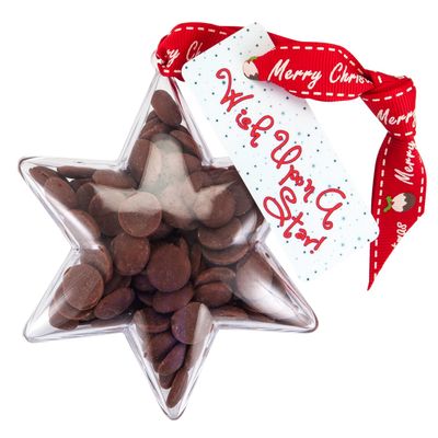 ButtonChocs Christmas Chocolate Small Star - Wish Upon A Star. A little Belgian Milk Chocolate Gift for Christmas.