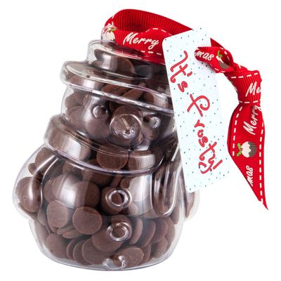 ButtonChocs Christmas Chocolate Snowman - It's Frosty. Belgian Milk Chocolate Gift for Christmas.