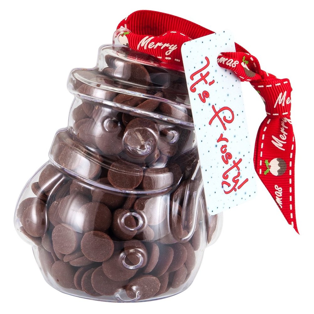 ButtonChocs Christmas Chocolate Snowman - It's Frosty. Belgian Milk Chocolate Gift for Christmas.