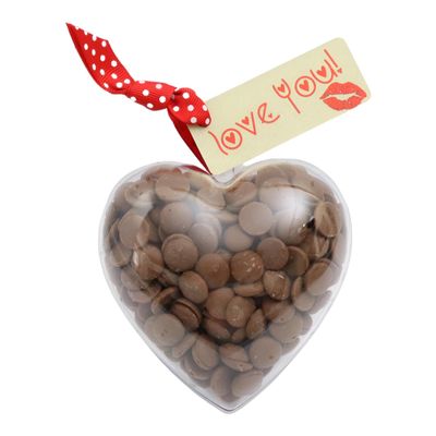ButtonChocs Valentines Chocolate Heart - Love You. Belgian Milk Chocolate Valentines Gift.