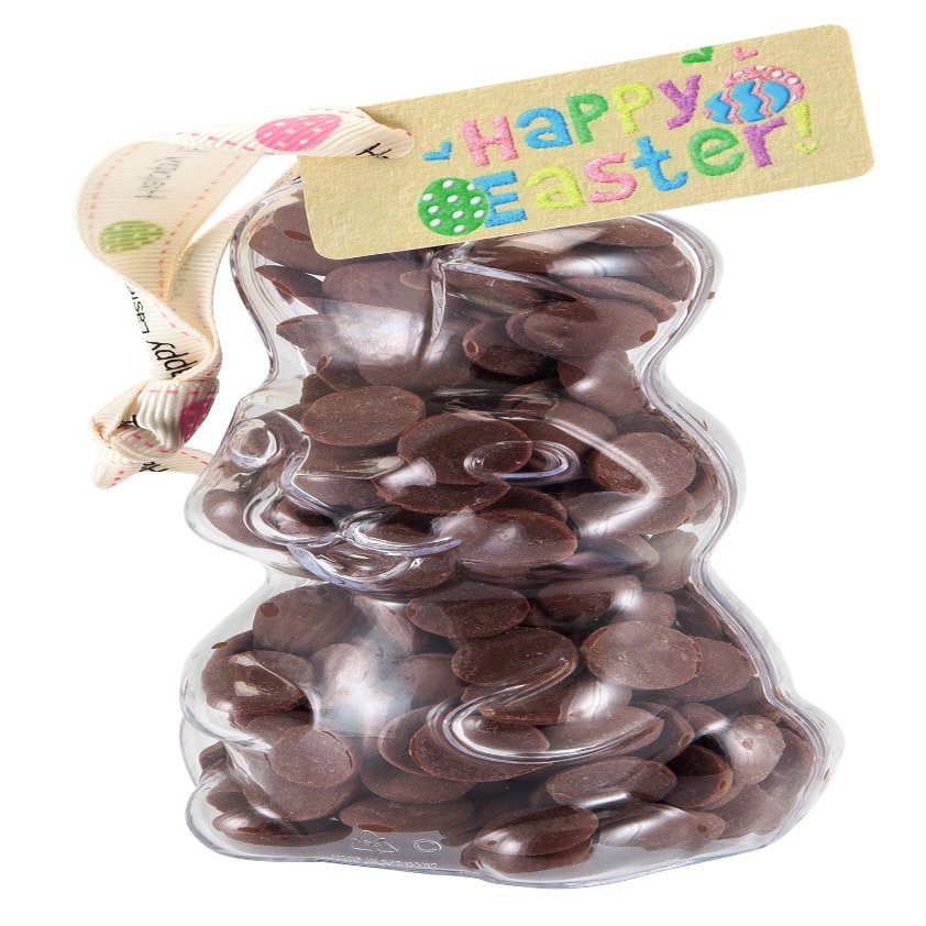 ButtonChocs Easter Chocolate Standing Bunny. Belgian Milk Chocolate Easter Gift.