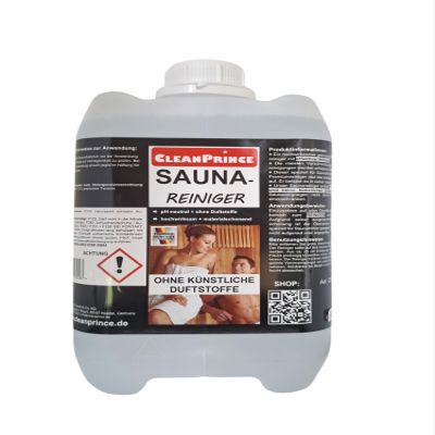Cleanprince 5 Liter Sauna Sauna-Cleaners Saunareinigungsmittel Cleaner Sauna-Rein Dampfbadreiniger Steam Bath Finnish Disinfection Cleaning Solarium Saunadesinfektion Maintenance Hygienereinigung Wood