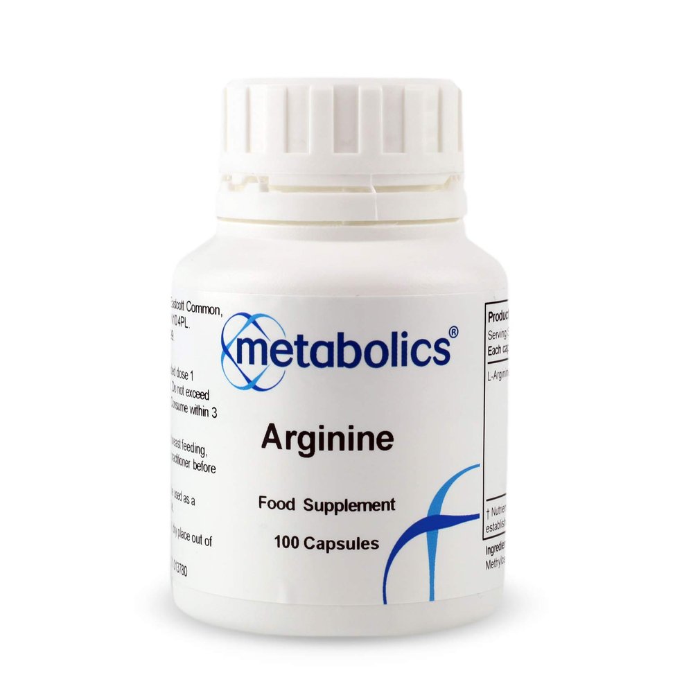 Arginine 450mg, 100 Vegan Friendly Capsules - L-Arginine Supplement for Energy Support from Metabolics