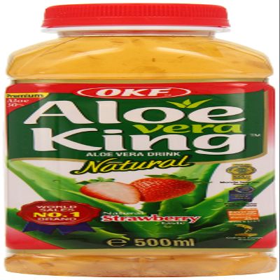 OKF King Strawberry Aloe Vera Drink, 500 ml, Pack of 20