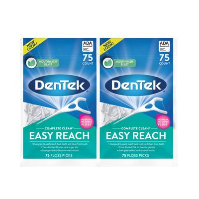 Dentek Floss Picks Complete Easy Reach 75 Count (2 Pack)
