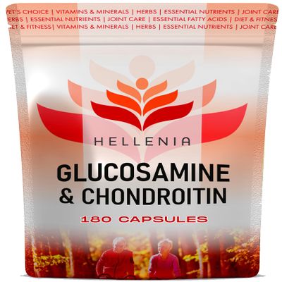 Glucosamine and Chondroitin High Strength |180 Capsules | Fast Release Formula | Premium Glucosamine Supplement | Joint Care Supplement Made in The UK by Hellenia