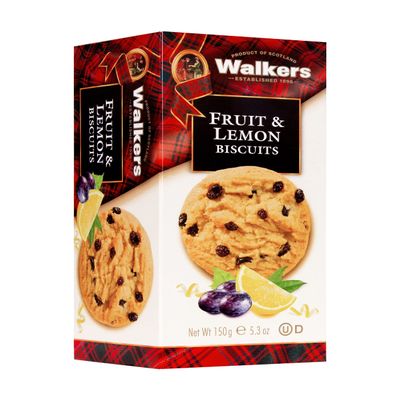 Walker's Shortbread Fruit & Lemon Biscuits  Traditional Scottish Recipe, 150g (Pack of 12)