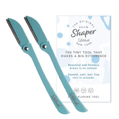 Lilibeth Brow Shaper - Dermaplaning Blades for Face - Face Shaver for Women - Dermaplaning Tool for Women - Pack of 2 Derma Blades (Aqua)