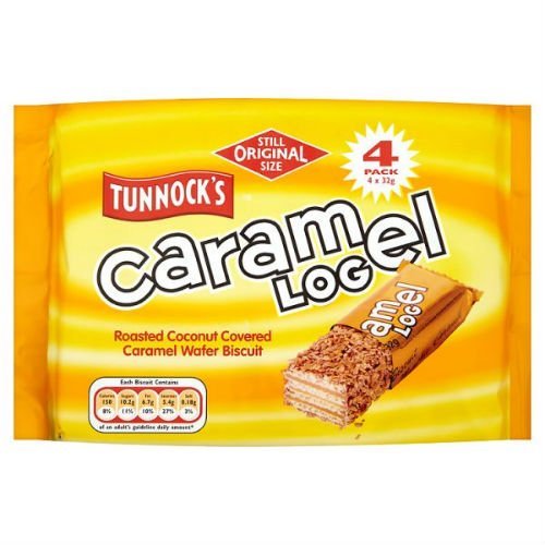 Tunnock's Caramel Log Wafer Biscuits 4 x 32g Case of 12