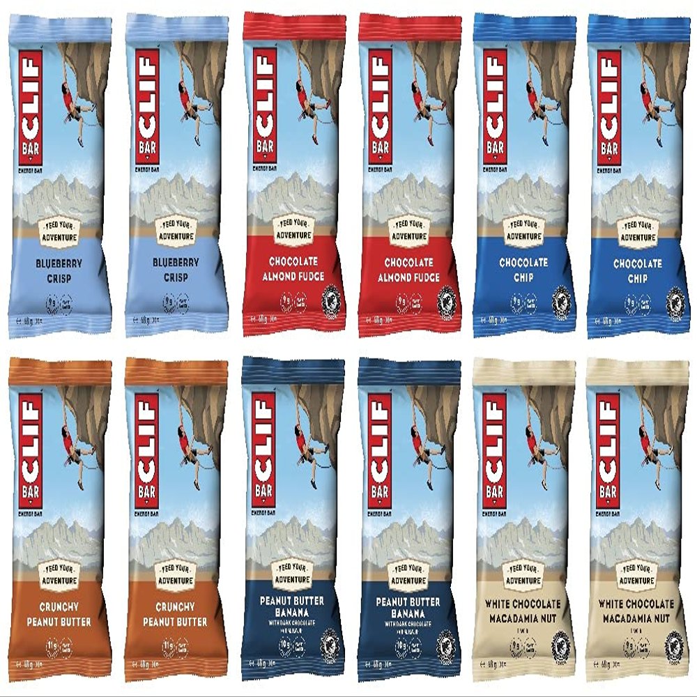 CLIF Bar ENERGY BAR Mixed Flavour Variety-Pack x 12 bars Nutritional Bar Source of Plant Based Protein 12 bars x 68g