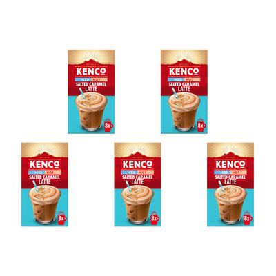 Kenco Iced Hot Salted Caramel Latte Sachets x8 (Pack of 5, Total 40 Sachets)