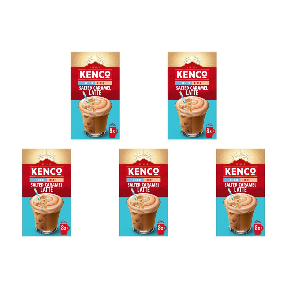 Kenco Iced Hot Salted Caramel Latte Sachets x8 (Pack of 5, Total 40 Sachets)