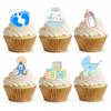 24 Stand Up Gorgeous Baby Boy Shower Edible Wafer Paper Cake Toppers Decorations view 1