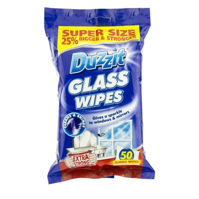 2 x Duzzit Glass Window Mirror Cleaning Wipes Pack Of 50