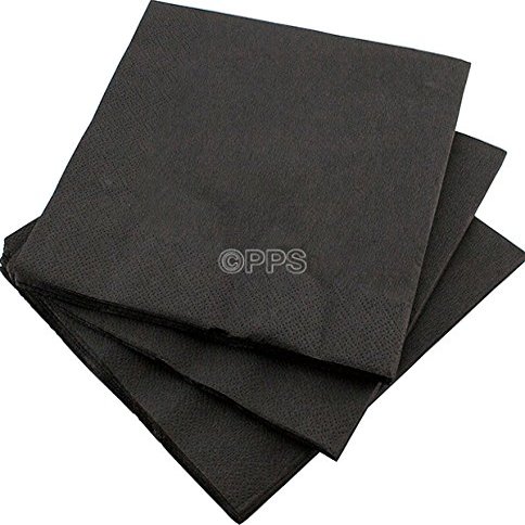 20 LUXURY 3 PLY BLACK PAPER NAPKINS - 33cm x 33cm Ideal for weddings, christenings, parties, bbq's etc