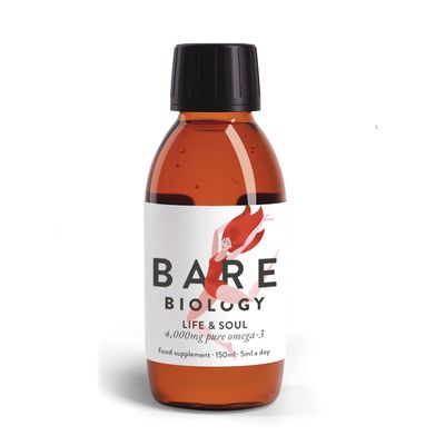 Bare Biology Maximum Strength Pure Omega 3 Fish Oil Liquid 4,000mg - Life & Soul Liquid Omega 3 (1 to 2 Months Supply - 150ml) EPA 2600mg DHA 1180mg, Supports Heart, Brain Function & Eye Health