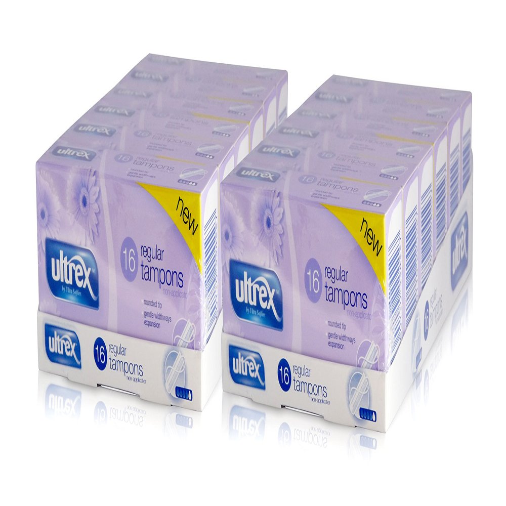2x ULTREX REGULAR NON-APPLICATOR TAMPONS 16 GENTLE 6 PACK