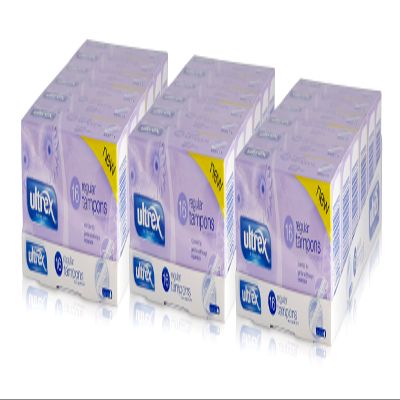 3X ULTREX Regular Non-APPLICATOR TAMPONS 16 Gentle 6 Pack