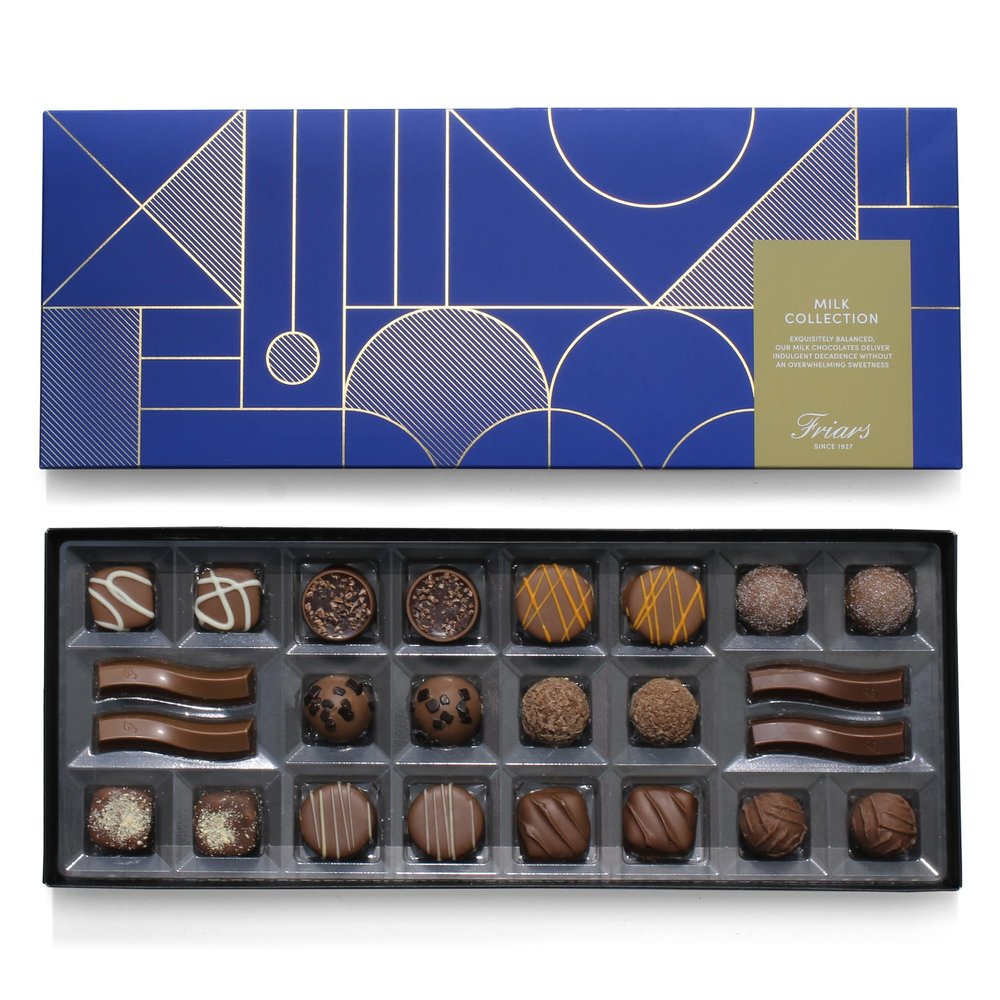 Friars Luxury Milk Chocolate Selection - 24 Assorted Chocolates | Luxury Handmade Chocolate Gift Box | Smooth Belgian Chocolate | Artisan Gift Ideal for Lovers & Couples