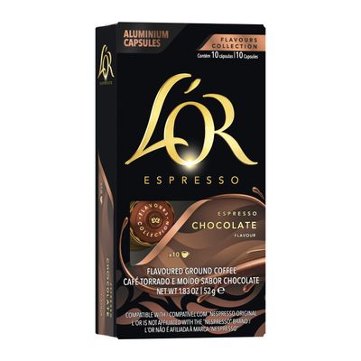 L'OR Espresso Chocolate Flavour Coffee Pods X10 (Pack of 10, Total 100 Capsules)