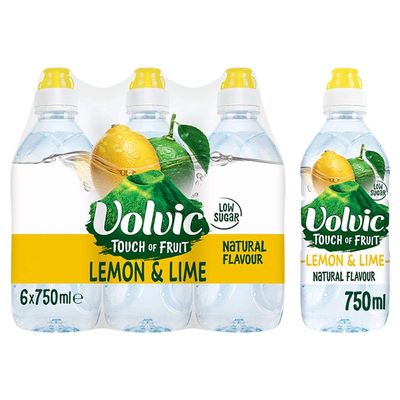 Volvic Touch of Fruit Lemon and Lime Sports Cap 750ml (Pack of 6 x 75cl)