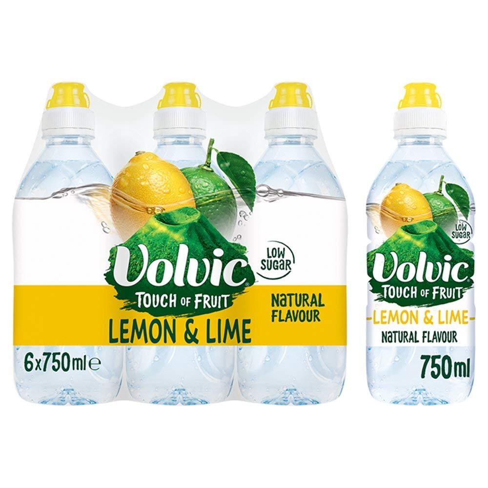 Volvic Touch of Fruit Lemon and Lime Sports Cap 750ml (Pack of 6 x 75cl)