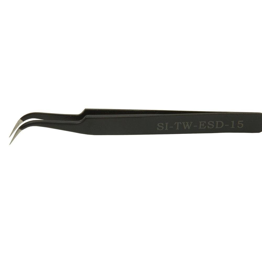 116mm Stainless Steel ESD Safe Curved Pointed Tweezer