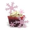 100 PRECUT Pale Pink Snowflakes Edible Wafer Paper Cake Toppers Decorations in 2 Sizes- Frozen Parties view 1