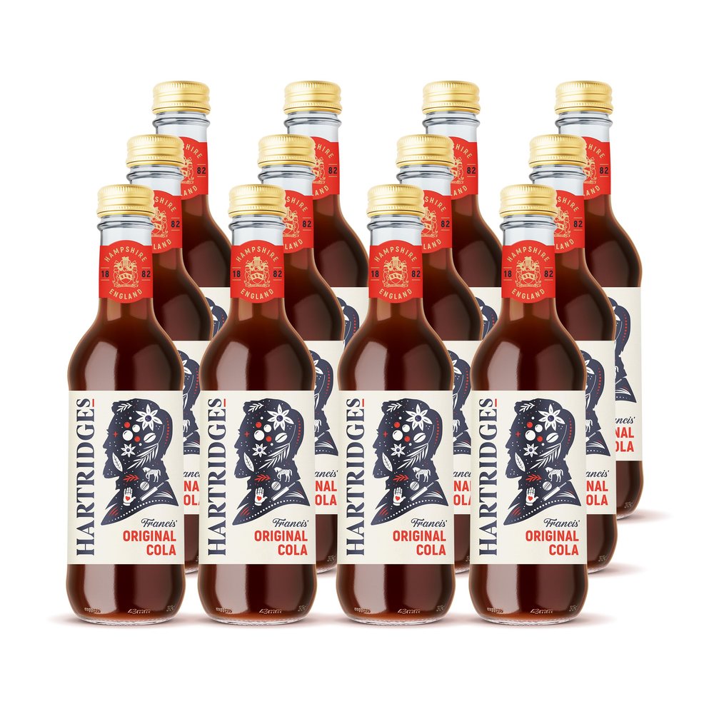 Hartridges Traditional Classic Cola Soft Drink, Pack Of 12x 330ml Bottles, Celebrated Taste, Sparkling Drink With Natural Extracts And No Artificial Colours, Suitable For Vegans
