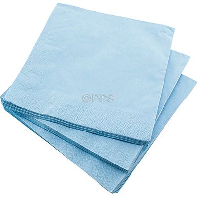 20 LUXURY 3 PLY LIGHT BLUE PAPER DINNER NAPKINS - 40cm x 40cm Ideal for weddings, christenings, parties, bbq's etc
