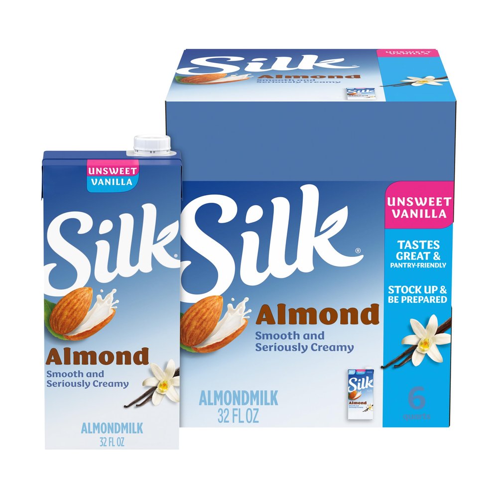 Silk Pure Almond 6-32 FL OZ Unsweetened Almond Milk, Vanilla, 192 FL OZ by Silk