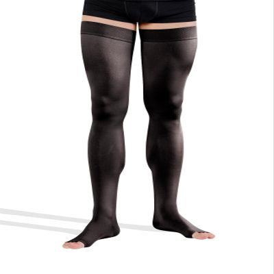 23-32 mmHg MEDICAL COMPRESSION Stockings with OPEN Toe, FIRM Grade Class II, Thigh High Support Socks without Toecap (XL (Body height 66.9-71.7 inch), Black)
