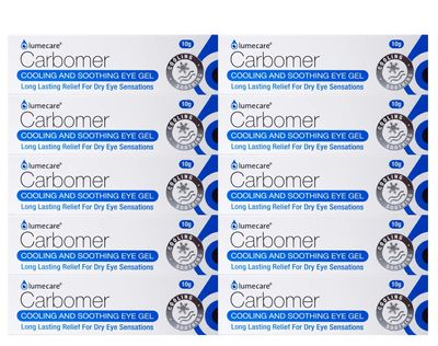Lumecare Carbomer Cooling and Soothing Eye Gel for Dry Eyes. 10 Tube Multipack