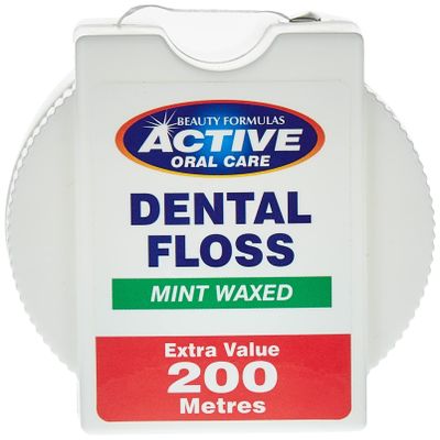 Beauty Formulas Active Oral Care Mint Waxed Dental Floss, 200 Metre Size