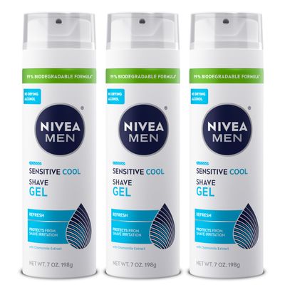 NIVEA Men Sensitive Cooling Shaving Gel 7 Ounce (Pack of 3)