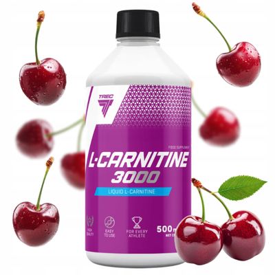 TREC Nutrition L-Carnitine 3000 Gel  Sweet Cherry Flavour  500ml  3000mg L-Carnitine per Serving  Energy, Fat Metabolism & Performance Support  Sugar-Free, Vegan-Friendly
