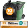 PlasticMill 95 Gallon Garbage Bags: Black, 1.5 Mil, 61x68, 10 Bags. view 1