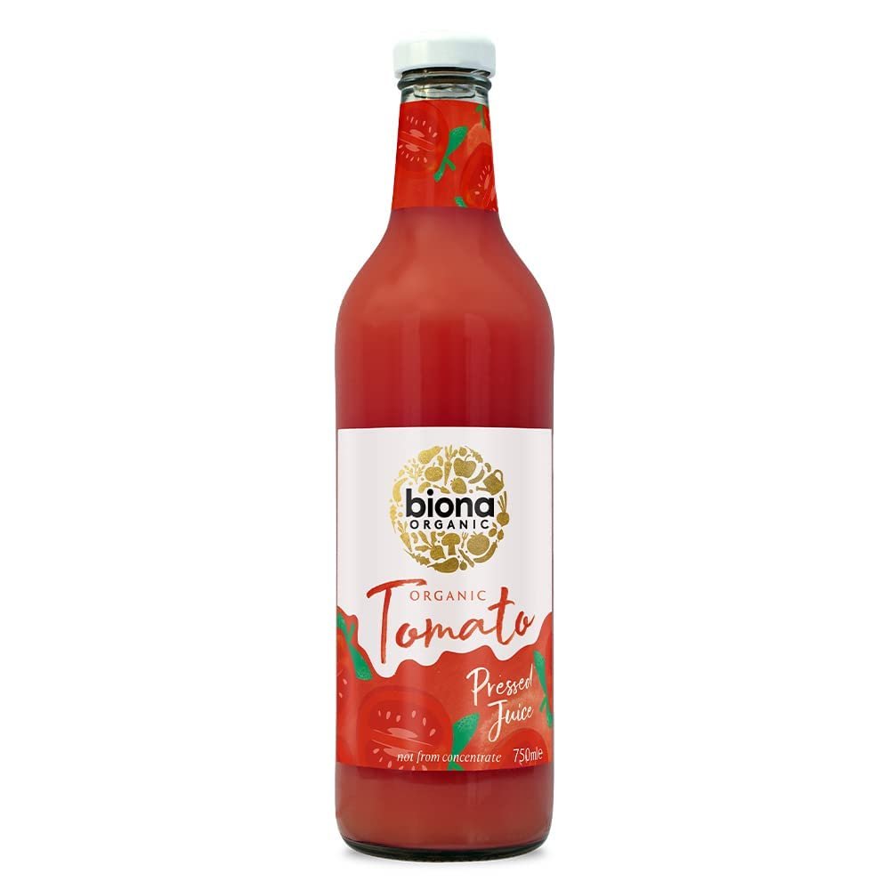 Biona Organic Tomato Juice 750ml, Pack of 6 - Immediately Pressed After Harvest - Recyclable Glass Bottle - Pour Over Ice, Add to Soups & Sauces