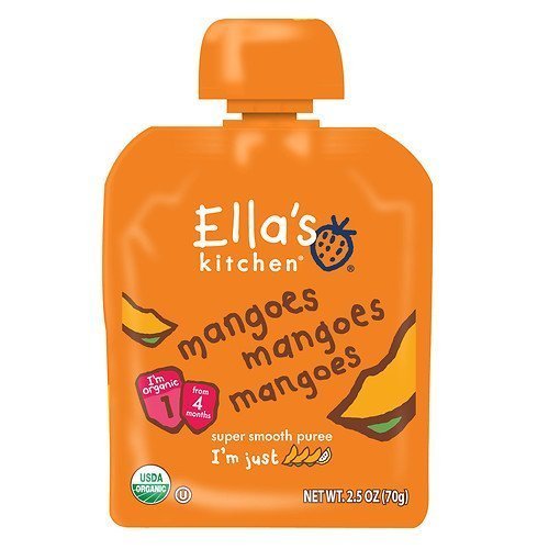 Ella's Kitchen Organic Baby Food Puree, 4m+:, Mangoes Mangoes Mangoes 2.5 oz (70.87 g) by Ella's Kitchen