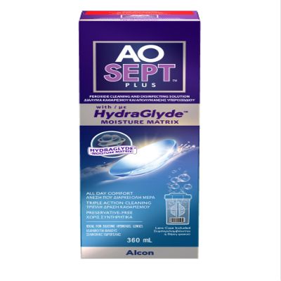 Aosept Plus with Hydraglyde contact lens care soultion | single bottle | 1 x 360 ml