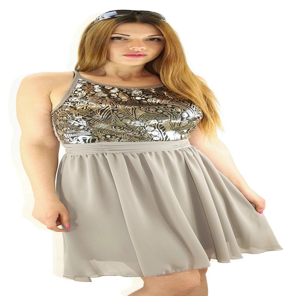 #1145 Women's Designer Dress Rhinestone Knee-Length One Size 8-10 Brown Black Red - Brown - One Size