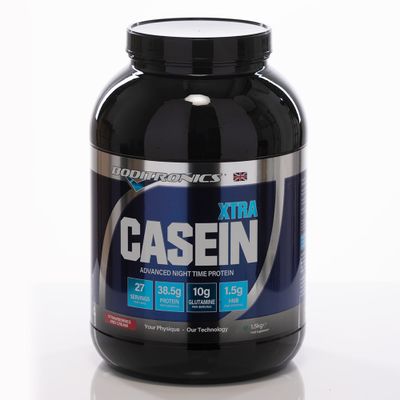 Boditronics 1.5kg Casein Xtra, Slow Release Protein Powder with Contains Micellar Casein Supplement Amino Acids, Glutamine Protein Shakes (Strawberries & Cream)