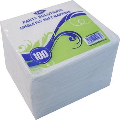 100 SOFT 1 PLY WHITE PAPER NAPKINS - 30cm x 30cm Ideal for cafes, restaurants, bars, parties, bbq's etc