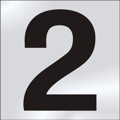 75mm Polished Chrome Effect, Character '2'
