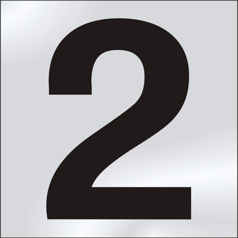 75mm Polished Chrome Effect, Character '2'